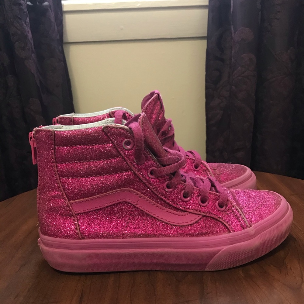 Vans Zip-Up High Tops SPARKLE PINK size 1.5